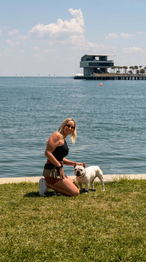 Nurtured Paws founder with dog